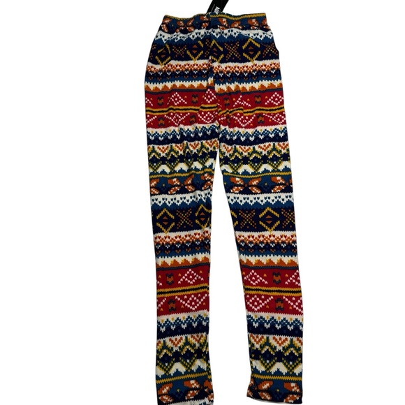 Agnes & Dora Kids Leggings Trio - Navy Blue, Brown, Multicolor Fair Isle L/XL - Picture 6 of 8